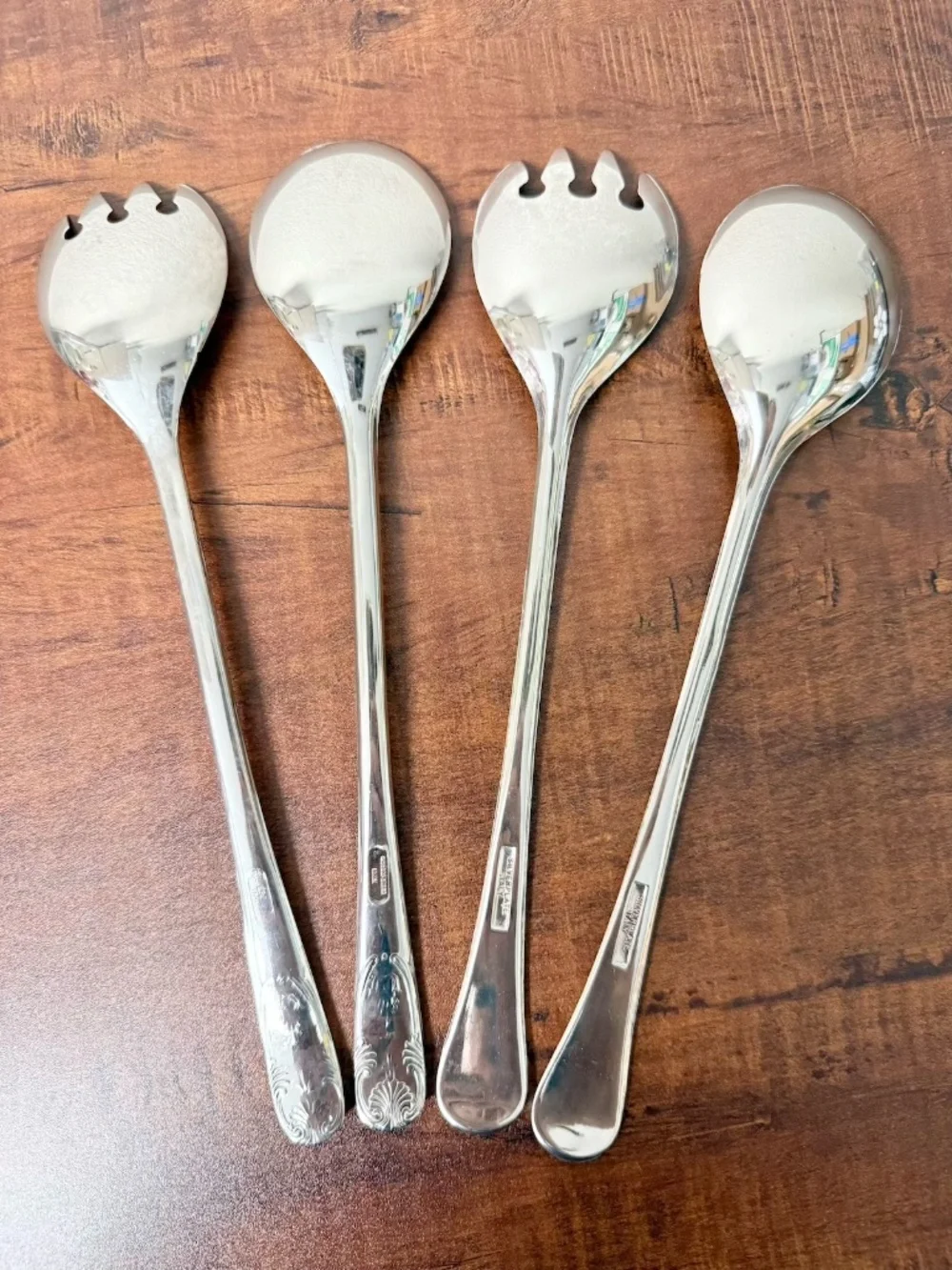 Vintage Italian Silver Plate Salad Server Set x2